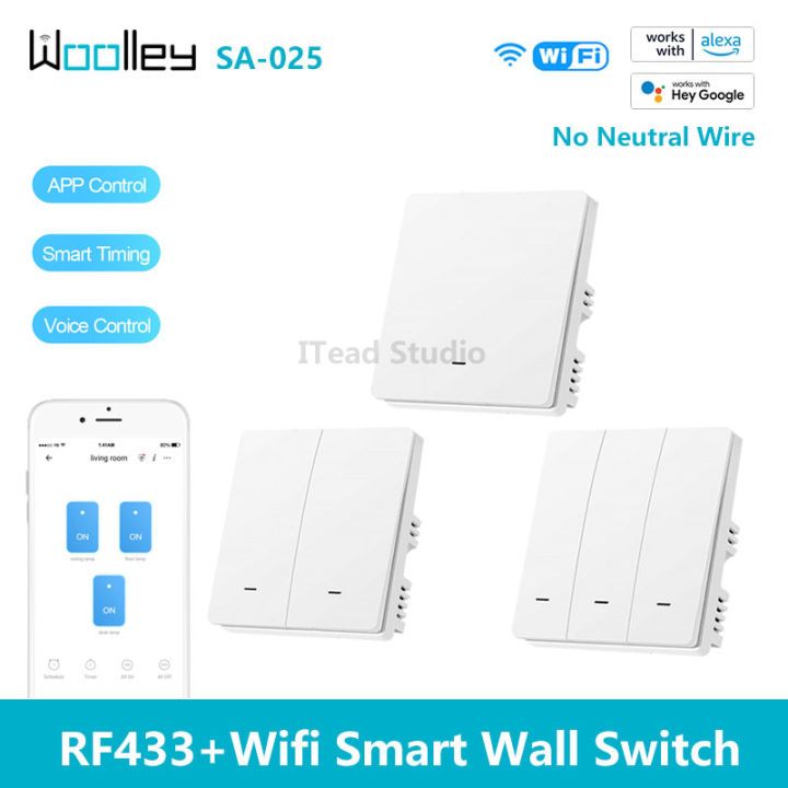 WOOLLEY SA025 Wifi Smart Wall Switch No Neutral Wire Smart Light