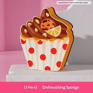 LAZ nigori bánh cupcake dễ thương thiết kế miếng bọt biển rửa chén với phong phú bọt mềm mại và thấm miếng đệm làm sạch cho sử dụng nhà bếp