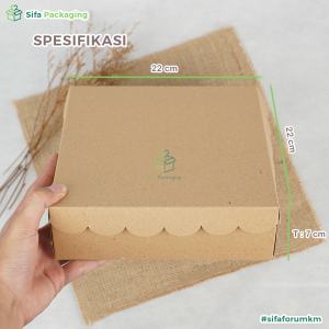 Dus Nasi 22x22 Kraft Bahan 310 GSM Kotak Katering Paper Lunch Box Isi 50 PCS