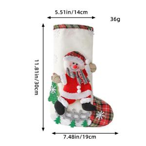 Linen Christmas Stocking Fence Christmas Gift Bag Christmas Tree Ornament Candy Bag Ornament