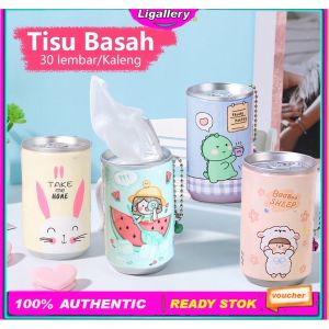 Tisu basah kaleng isi 30 lembar Wet wipes portabel Motif Unik Tempat Tisu Lucu Gemoy