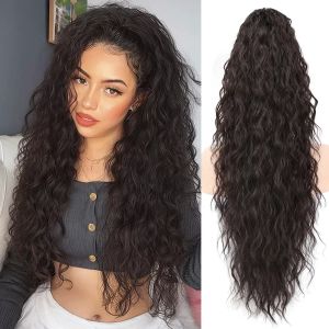 Fluffy Wavy Ponytail Extensions Multicolor Synthetic Hairpiece with Clip-in Long Wavy Curly Wig