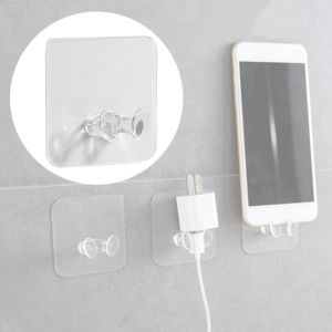 ที่แขวนปลั๊กไฟ สีใส ที่แขวนสายไฟ ที่พันสายไฟ ม้วนสายไฟติดผนัง จัดสายไฟให้เป็นระเบียบ แขวนห้อยของ ห้อยพวงกุญแจ