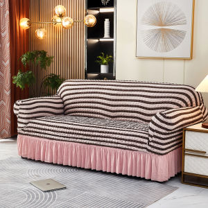 【COD+Fast Shipping+High Quality+Free Foam Strips】Universal Sofa Slipcover with Skirt Fitted Couch Cover All-Purpose Furniture Protector Washable High Elastic Durable Seersucker Fabric