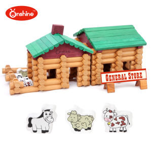 ELEVEN 2 Onshine 382Pcs / 170Pcs Children’s DIY Primitive Wooden House Tribe Log Set – Architectural Building Block Toy