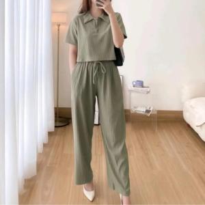 Set Pakaian Wanita - LIORA CROP HORNET KNIT PREMIUM CELANA PANJANG - Setelan Wanita One Set Casual - Baju Linen Top Katun Atasan Jumpsuit Dewasa Kulot