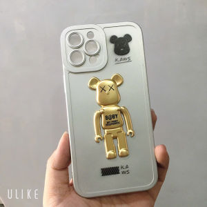 Ốp lưng iPhone 12 Pro Max - 13 - 13 Pro Max gấu BearBrick kiêm giá đỡ điện thoại chất liệu TPU dẻo