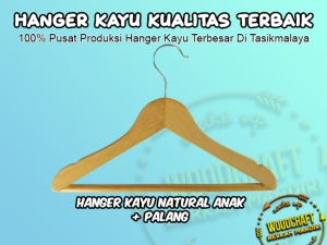 Hanger Kayu Natural Palang Anak Gantungan Baju Anak