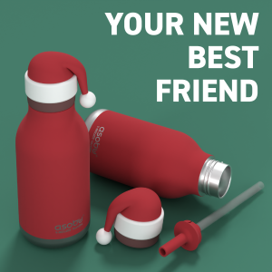 Asobu Bestie 460ml Double-walled Stainless steel Bottle with straw- Christmas Series (Keep warm 12hours and cold for up to 24hours)