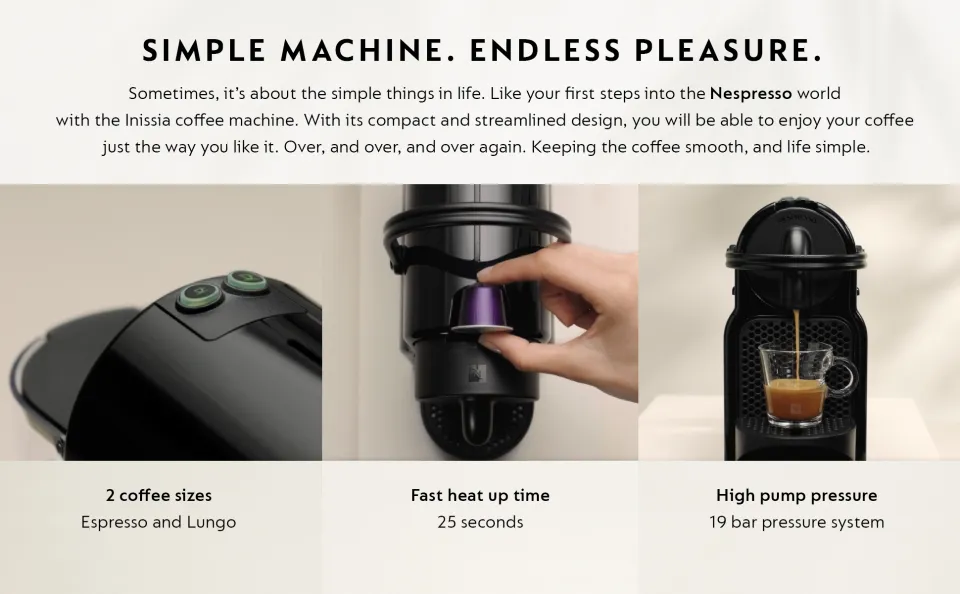 Nespresso® Inissia Black Coffee Machine with Nespresso Coffee
