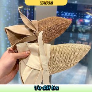 SHNGki Phụ Nữ Xô Hat Mùa Hè UV Bảo Vệ Lớn Rộng vành Bãi Biển Mặt Trời Mũ Du Lịch Ngoài Trời Cung Panama Mũ Đuôi Ngựa Mũ