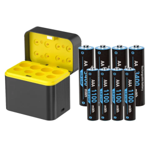 Lithium Battery Charging Case AA/AAA No. 5 1.5V Lithium Battery Smart Charging Case Flip Charger Type-C Fast Charging Port