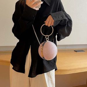 ZQDE303A Elegant Spherical Chain Handbag Felt Shiny Ladies Clutch Pouch French Style Luxury Evening Banquet Bag Women