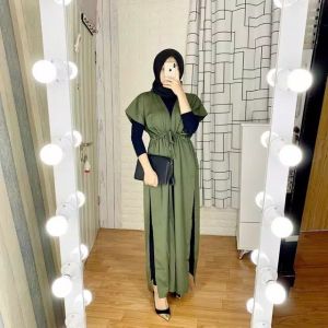 Dress wanita korean style kerut belah samping