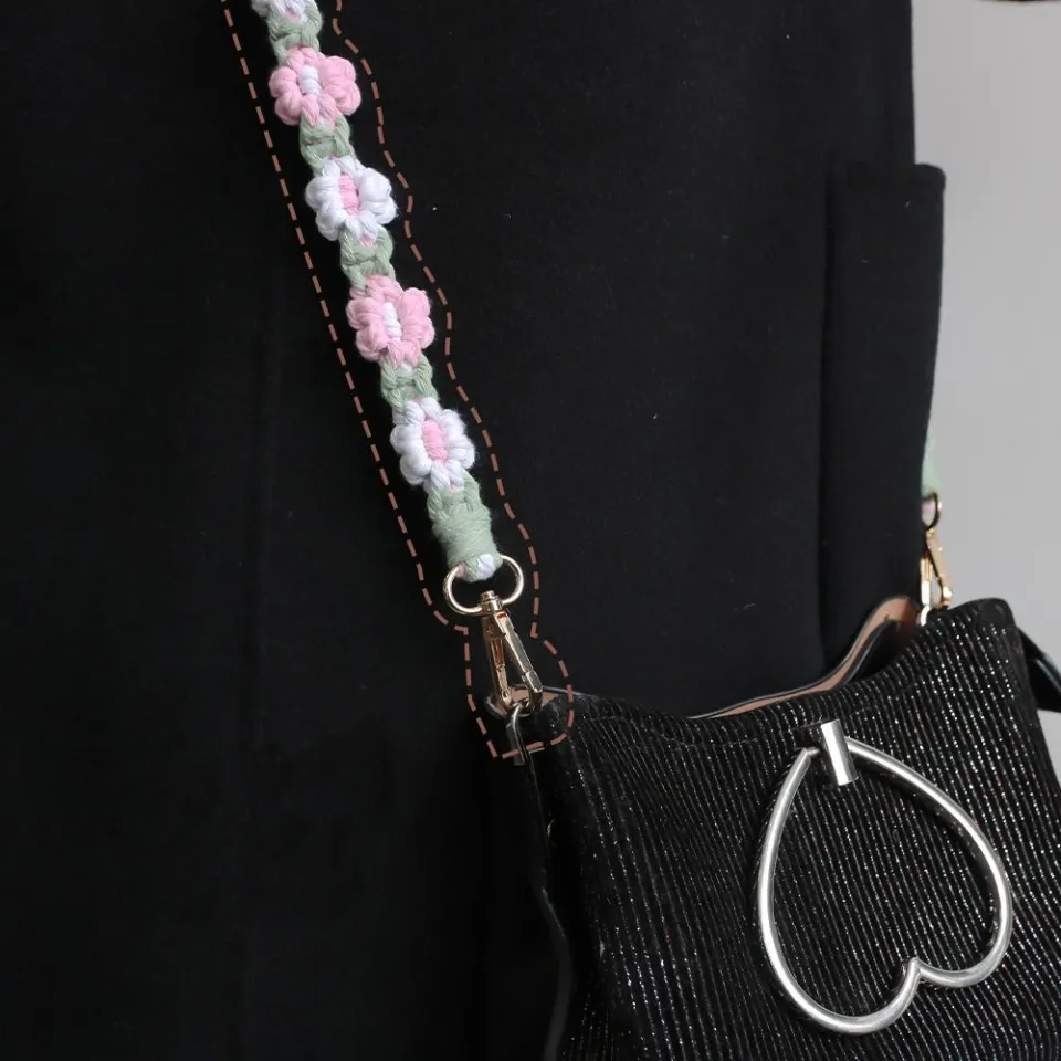 Braided Flower Cell Phone Strap Colourful Crossbody Bag Strap