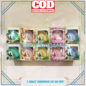 50 PCS Souvenir Mangkok Daun kemasan Box RONDOM