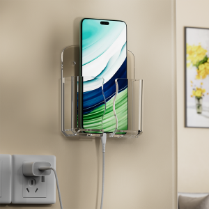 ที่จัดระเบียบกล่องที่ยึดผนังแบบเจาะอิสระอเนกประสงค์ที่วางชาร์จสายสเตอริโอที่ยึดมือถือรีโมททีวี