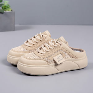 Slip-On Closed-Toe Mules For Women Summer Outdoor Wear 2026 New Model Breathable Mesh Thick-Soled Lightweight White Shoes