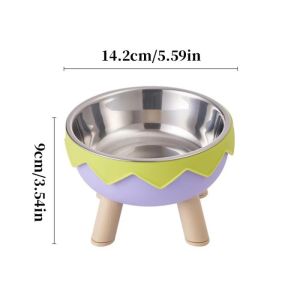 Stainless Steel Bowl Removable Pet Stainless Steel Bowl Bottom Non-Slip Mat Cat Bowl Elevated Protect The Neck Bowl