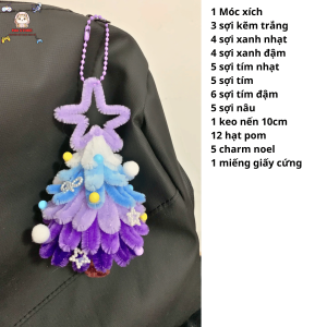 ( Làm sẵn) Set nguyên liệu làm móc khóa cây thông noel bằng kẽm nhung cây thông mini đồ handmade