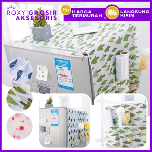 Cover Alas Pelindung Kulkas Lemari Es / Cover Kulkas dengan Kantong Penyimpan Barang Anti air