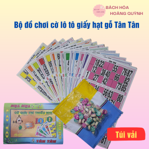 Bộ đồ chơi cờ lô tô giấy và hạt gỗ túi vải Tân Tân  giải trí ngày tết.
