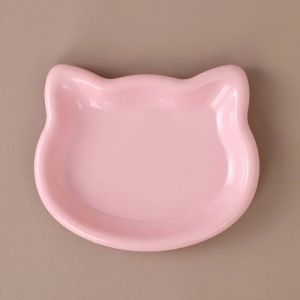 PURETEN Cat Shape Cat Bowl Non-slip Plastic Cat Plates Cute Anti-Fall Flip Kitten Bowl Pet Feeding