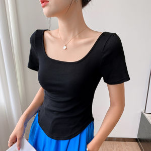 Ninabobo SL028 Baju Atasan Wanita Lengan Pendek Square Neck Short Sleeve Shirt Blouse T-Shirt Kaos Wanita
