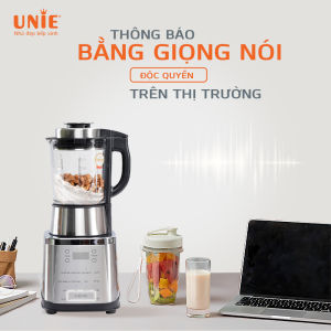 Máy làm sữa hạt Unie V8S công suất 1800W dung tích 1.75L cối thủy tinh 5 lớp chịu nhiệt lưỡi dao 8 cánh từ inox 304 xay nhuyễn mịn chức năng thông báo bằng giọng nói Tiếng việt