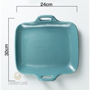 🔥Ready Stock🔥Nordic Ceramic Plate With Handle/Rectangular Baking Pan/Creative Rice Noodle Dessert Dish/Household Plate
