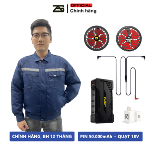 [XẢ KHO] Áo Khoác Quạt Gió Điều Hoà Nhật Bản ZASKY PRO 2026 Siêu Chất Lượng Quạt Không Chổi Than 18V Siêu Mạnh PIN 50.000mAh Thời Lượng 17-20 Tiếng Bảo Hành 12 Tháng