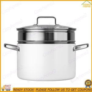[CY] Non Stick Soup Pot with Lid Ceramic Stock Pot Ceramic Coating for Soup Vegetable