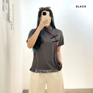 6131 Chena Cheongsam Pleated Top Blouse Atasan Wanita