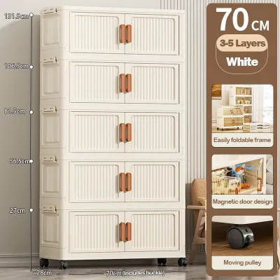 【𝗡𝗘𝗪 𝟮𝟬𝟮𝟱】 StyleDwell 40-70cm Width Foldable Storage Cabinet 3-6 Layers Plastic Stackable Removable Multipurpose Storage Box Organizer Wardrobe 收纳置物柜