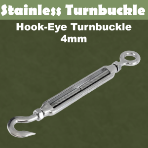 Solid Lifting Stainless Turnbuckle 4-8mm Hook-Eye G304 Rigging Screw Rust Proof Wire Rope Tensioner