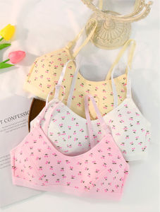 สินค้าพร้อมส่ง เสื้อชั้นในเด็ก เสื้อในไร้โคลง สำหรับเด็กผู้หญิง นุ่ม สบายต่อผิว คละสี3 ตัว มีตะขอหลัง สามารถปรับระดับสายได้ NY26