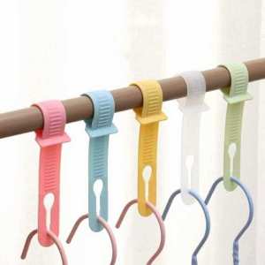 JS SHOP 1PCS Colorful Hanger Buckle Clothing Rod Windproof  Adjustment Fixed Lock Hanger  Home Clothes Wardrobe Organizer