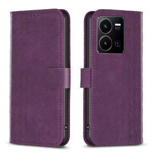 เคส Y21S Y21 Y21E Y21T Y33S Y22สำหรับ Vivo Y35เคสโทรศัพท์หนังแม่เหล็กรูปแบบผิวลิ้นจี่กระเป๋าสตางค์ช่องเสียบบัตรเคสเคสแบบพับปิดได้เพื่อการป้องกัน
