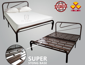 EE HOME 3V Powder Coat Metal Double Bed Frame Queen Bed Frame Katil Queen Besi Queen Bed Frame Queen Size (Super Base/Nomral Base) 双人床 - GT9021SB