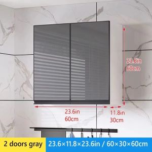 Nearra Aluminum Glass Wall Large Cabinet Pantry Cabinet Hanging Kitchen Storage for Home Storage