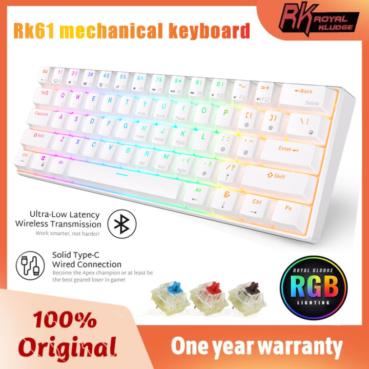 RK61 Royal Kludge Bluetooth 3.0 & USB C Dual Mode RGB Backlit ...