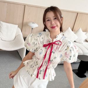 ppitchy.shop - Apple Smock Short Top เสื้อแขนบอลลูน ตัดขอบ มีมากกว่า 10 สี