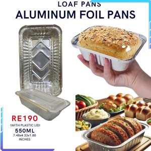 RE190 10PCS Aluminum Tray with Lid / Aluminum Pan / Loaf Pan 550ml 7.48x4.33x1.80 Inches