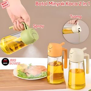 BB7 - Botol Minyak Kaca Semprot 2in1 Oil Pot Kaca Wadah Minyak Goreng Anti Tumpah Tempat Dispenser Minyak Goreng Serbaguna