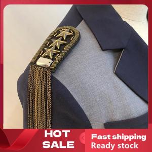 🚚【Local Express Delivery】🚚 1Pcs Vintage Five Star Tassel Chain Shoulder Board Badges Beads Fabric Metal Epaulet Epaulette Military Pin On Brooch Medal