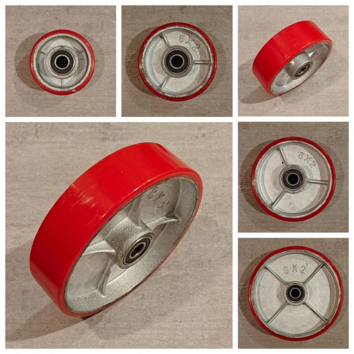 Roda Only PU Premium Merah Heavy Duty Dia 4” 5” 6” 8” Lebar 50mm ...