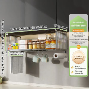 Kitchen Stainless Steel Retractable Hanging Basket Storage Organization Accessories Bathroom Multi-purpose Cabinet Under Shelves