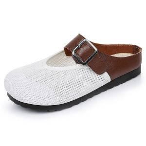 IELGY casual shoes womens summer flying mesh shoes one-leg hollow ballet shoes