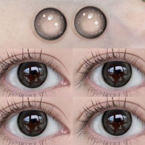 2pcs Free Case纯欲黑色美瞳半年抛学生党自然扩瞳新手自然隐形眼镜正品舒适学生