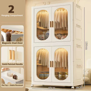 Multifunctional DIY Foldable Wardrobe Double Door Drawer Clothes Storage Plastic Wardrobe Drawer organizer for Kids Toy Clothes